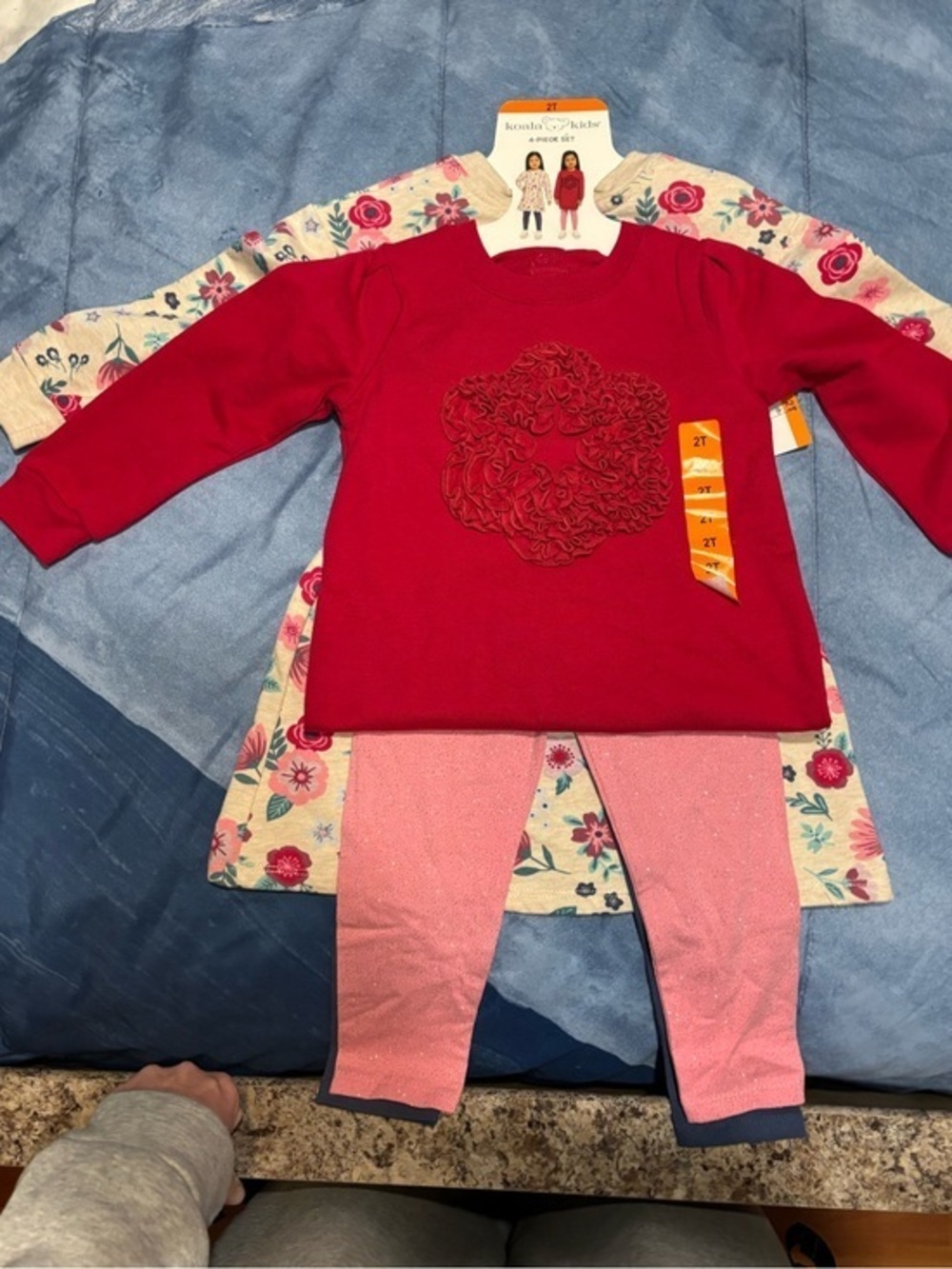 Koala Kids Cream Pink Blue Floral 4-Piece Matching Set